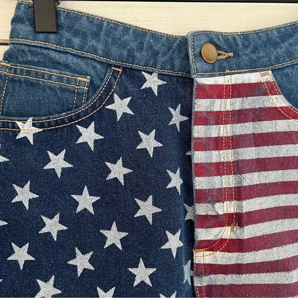 American Apparel American Flag Denim High Waist Mini Skirt - Picture 2 of 8